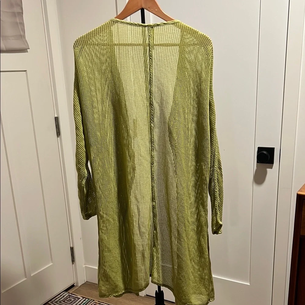 Cynthia Ashby duster olive Green Open-Front Varsity Jacket one size. - Picture 2 of 6